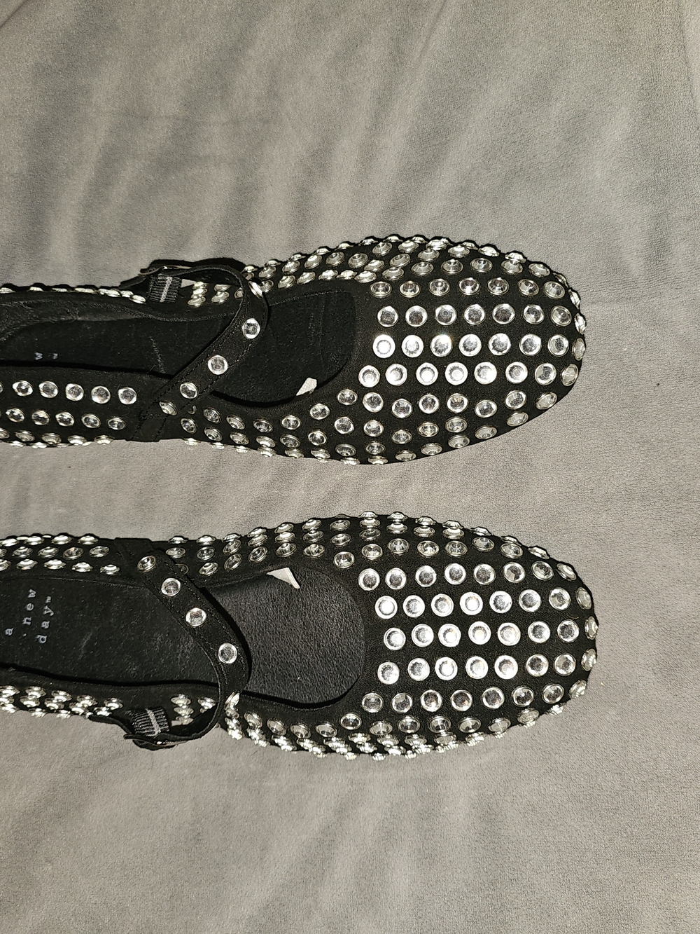 A New Day By Target Black Mary Jane Flats with Silver Crystal Studs Size 7